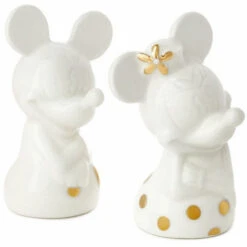 Hallmark Disney Mickey And Minnie White And Gold Salt And Pepper Shakers, Set Of 2