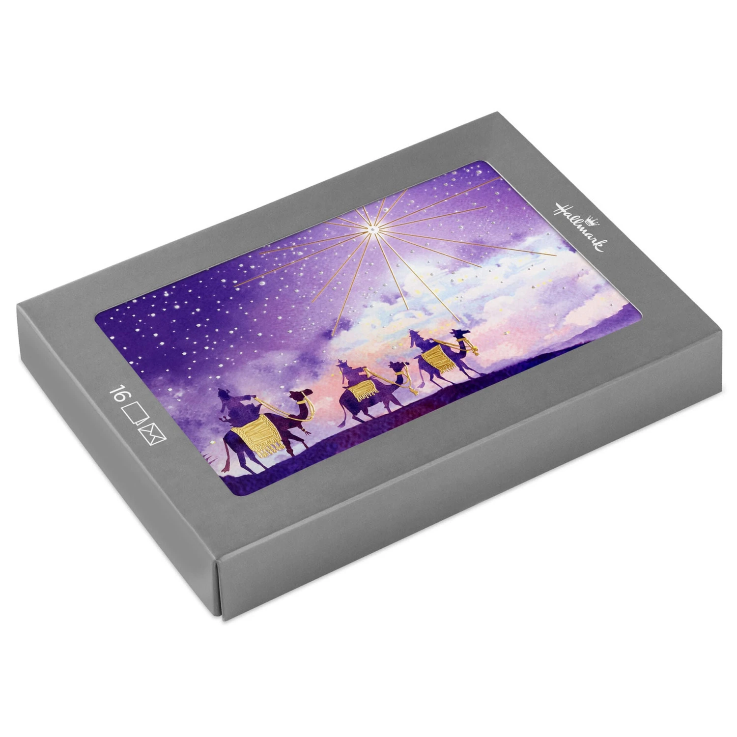 Hallmark Wise Men Purple And Gold Boxed Christmas Cards, Pack Of 16 1 Hallmark Wise Men Purple And Gold Boxed Christmas Cards, Pack Of 16