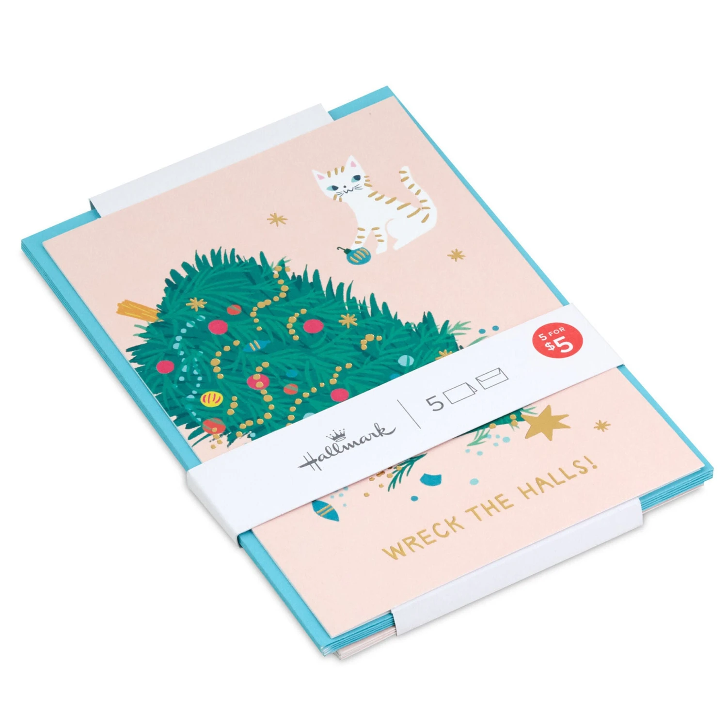 Hallmark Wreck The Halls Packaged Christmas Cards, Set Of 5 1 Hallmark Wreck The Halls Packaged Christmas Cards, Set Of 5