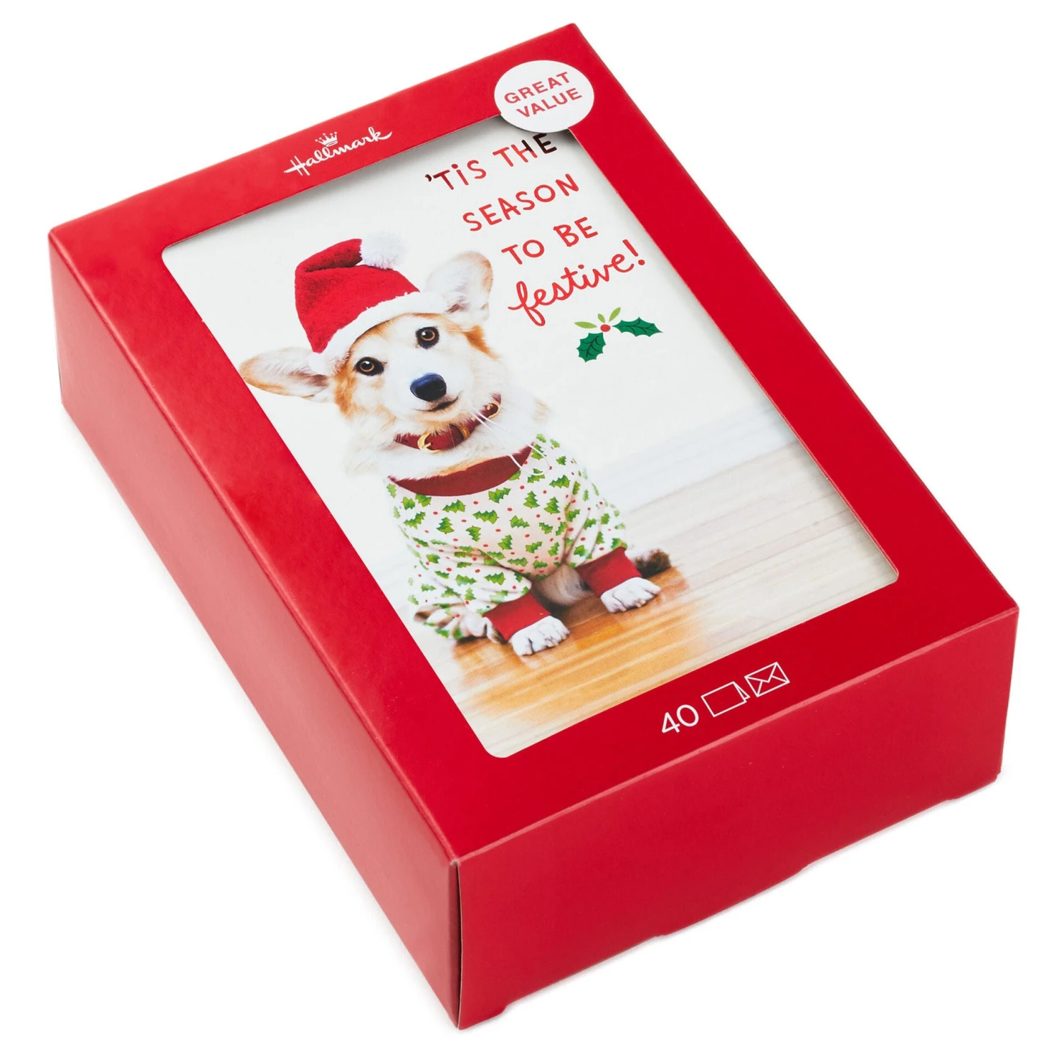 Hallmark Holiday Pup In Jammies And Hat Boxed Christmas Cards, Pack Of 40 1 Hallmark Holiday Pup In Jammies And Hat Boxed Christmas Cards, Pack Of 40