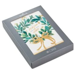 Hallmark Wreath With Gold Berries Boxed Christmas Cards, Pack Of 16