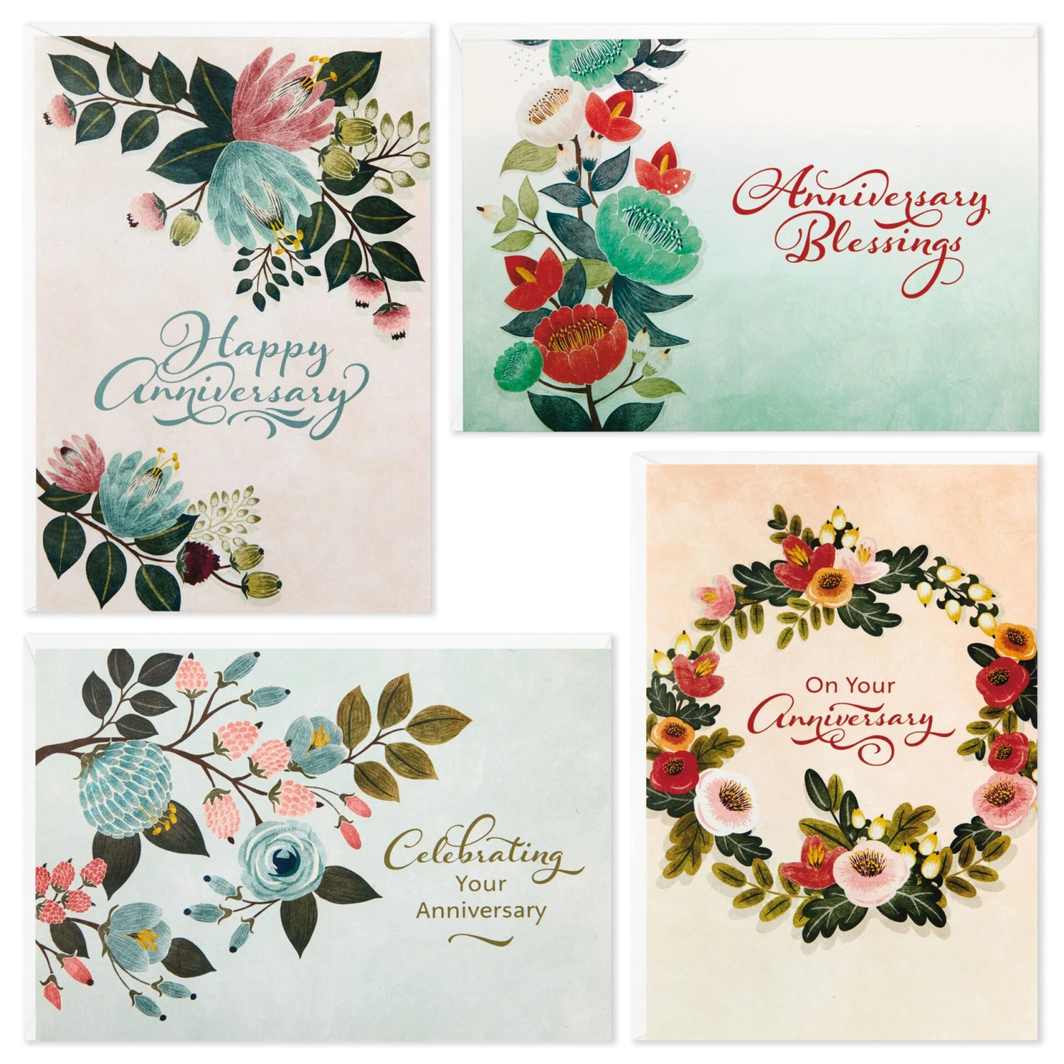 Hallmark DaySpring Floral Assorted Religious Anniversary Cards, Box Of 12 1 Hallmark DaySpring Floral Assorted Religious Anniversary Cards, Box Of 12