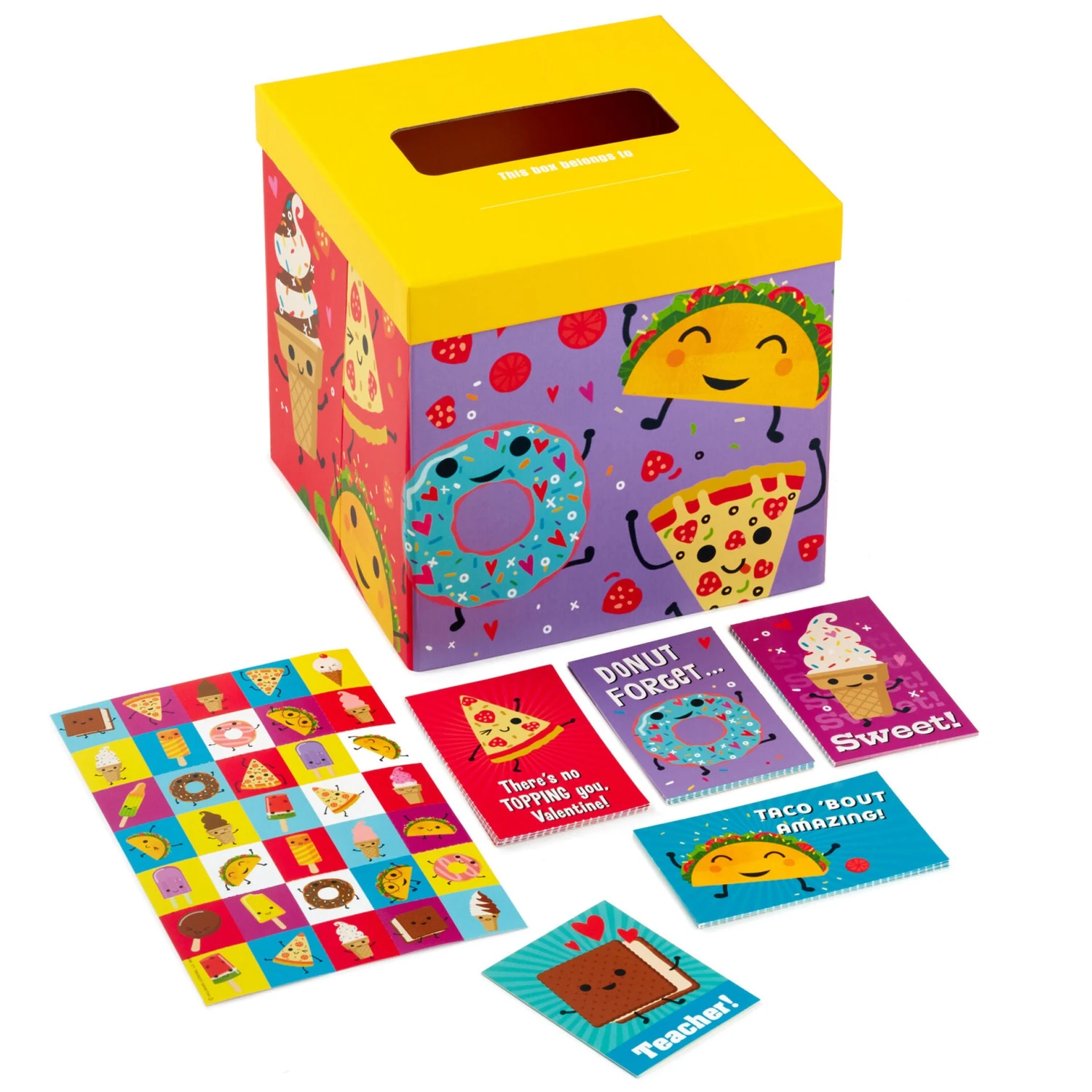 Hallmark Punny Foods Kids Classroom Valentines Set With Cards, Stickers And Mailbox 1 Hallmark Punny Foods Kids Classroom Valentines Set With Cards, Stickers And Mailbox