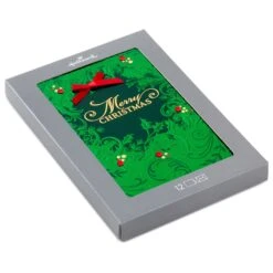 Hallmark Green Foil Wreath Boxed Christmas Cards, Pack Of 12