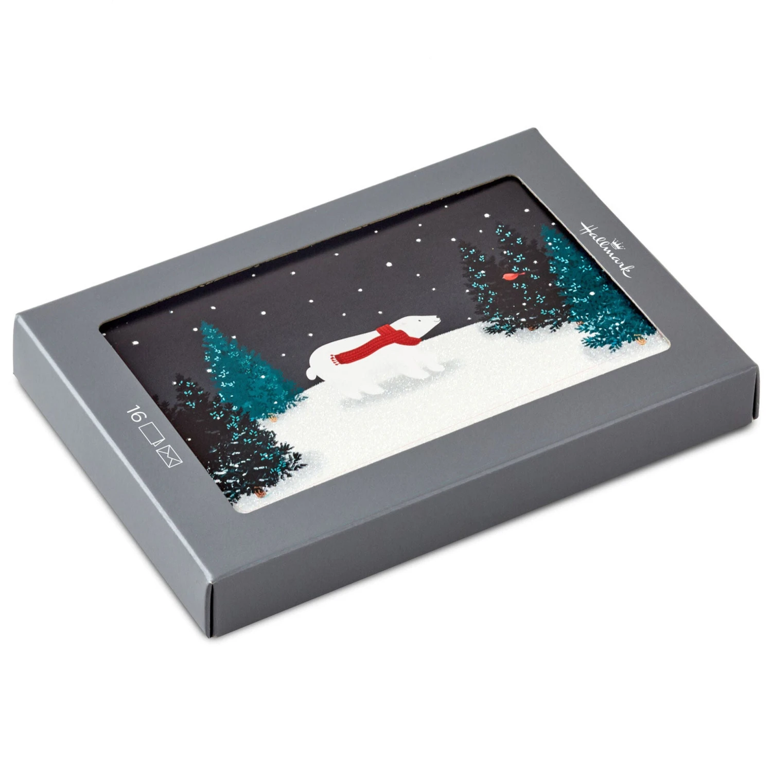 Hallmark Polar Bear In Red Scarf Boxed Holiday Cards, Pack Of 16 1 Hallmark Polar Bear In Red Scarf Boxed Holiday Cards, Pack Of 16