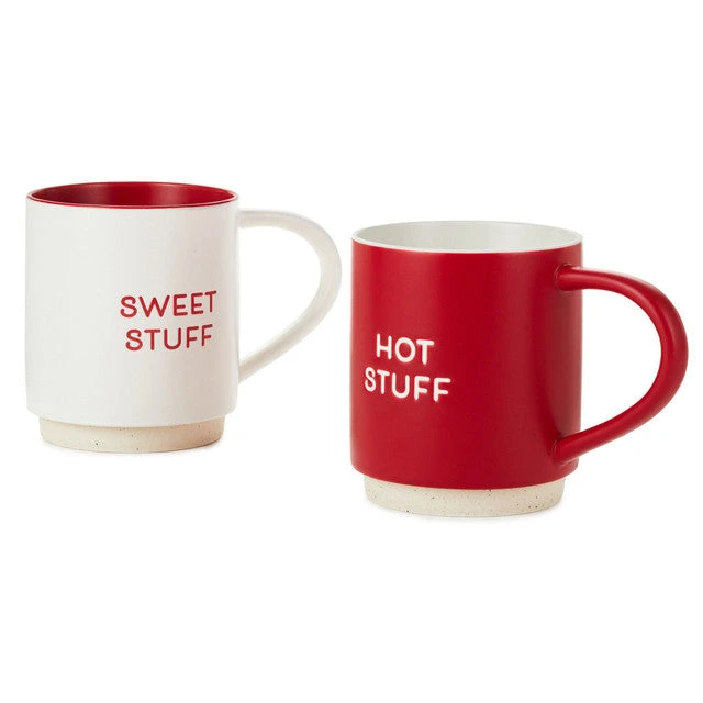 Hallmark Sweet Stuff And Hot Stuff Stacking Mugs Set Of 2 1 Hallmark Sweet Stuff And Hot Stuff Stacking Mugs Set Of 2